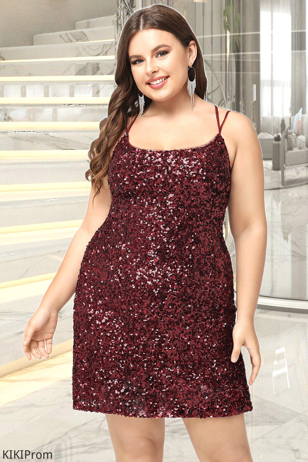 Faith Bodycon Scoop Short/Mini Sequin Homecoming Dress With Sequins DZP0020489