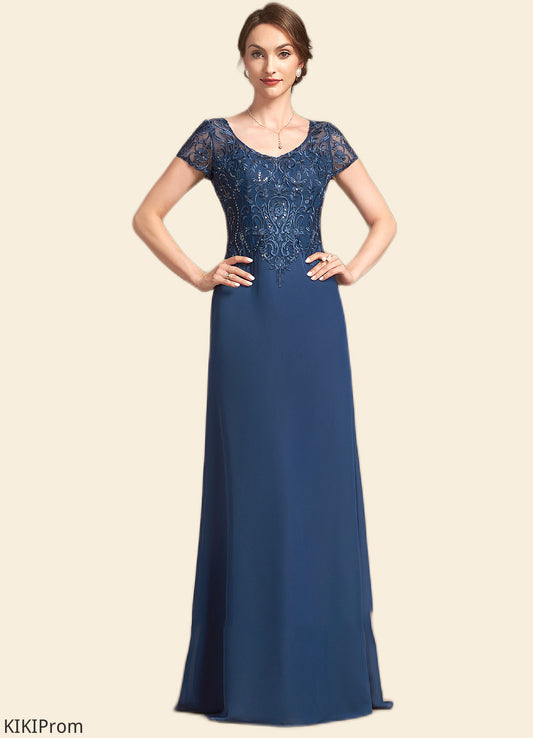 Eva A-Line V-neck Floor-Length Chiffon Lace Mother of the Bride Dress With Sequins DZ126P0014938