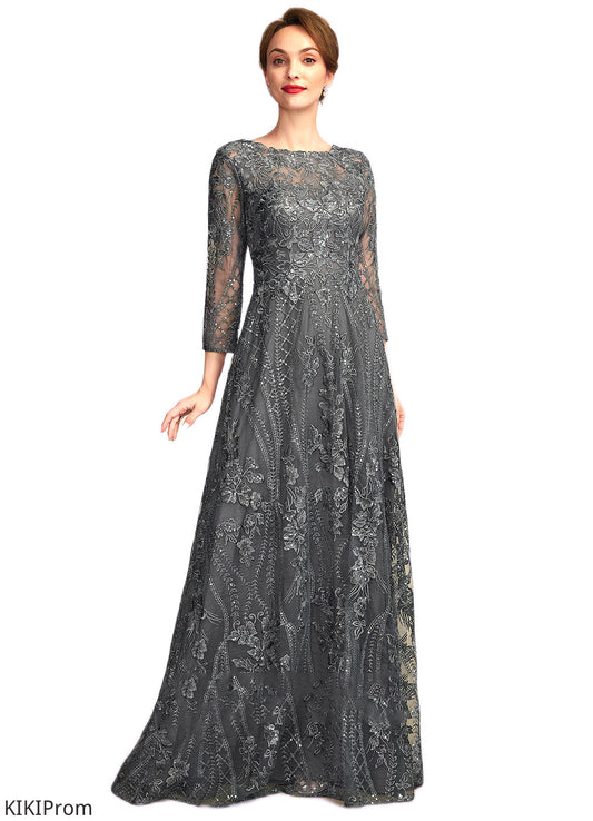 Salma A-Line Scoop Neck Floor-Length Lace Mother of the Bride Dress With Sequins DZ126P0014939