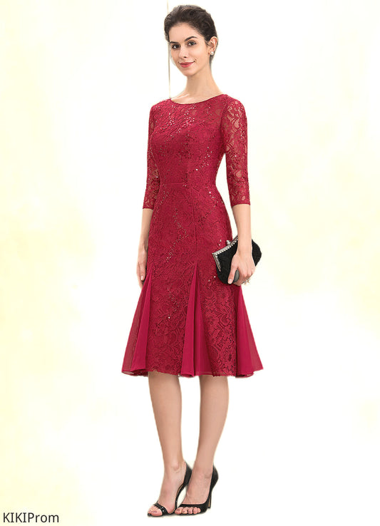 Kit A-Line Scoop Neck Knee-Length Lace Mother of the Bride Dress With Sequins DZ126P0014961