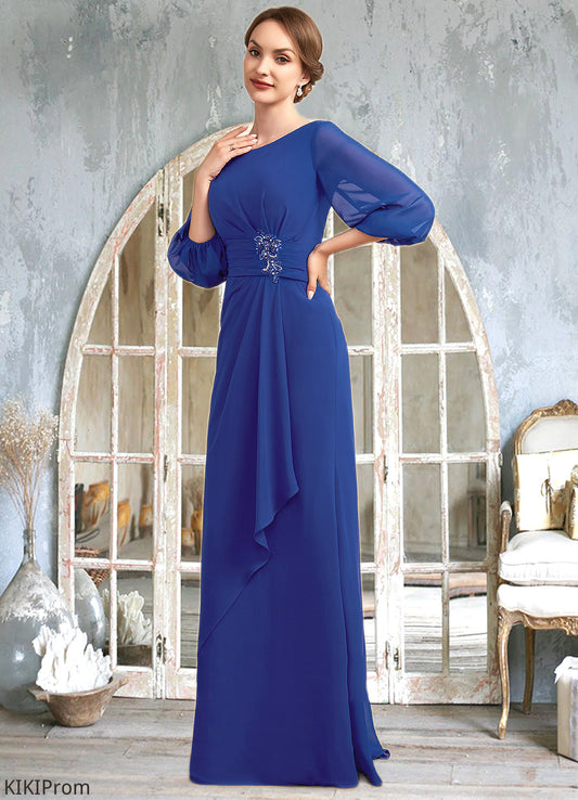 Ashlee A-Line Scoop Neck Floor-Length Chiffon Mother of the Bride Dress With Ruffle Beading DZ126P0014963