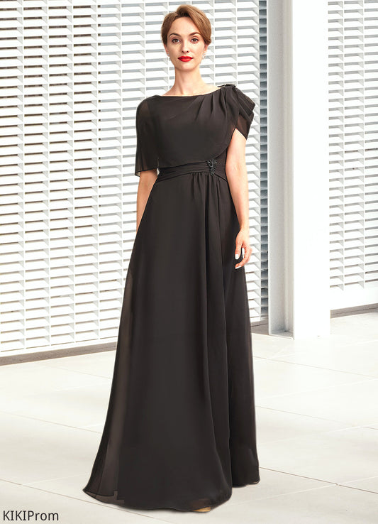 Jayla A-Line Scoop Neck Floor-Length Chiffon Mother of the Bride Dress With Ruffle Beading DZ126P0014970