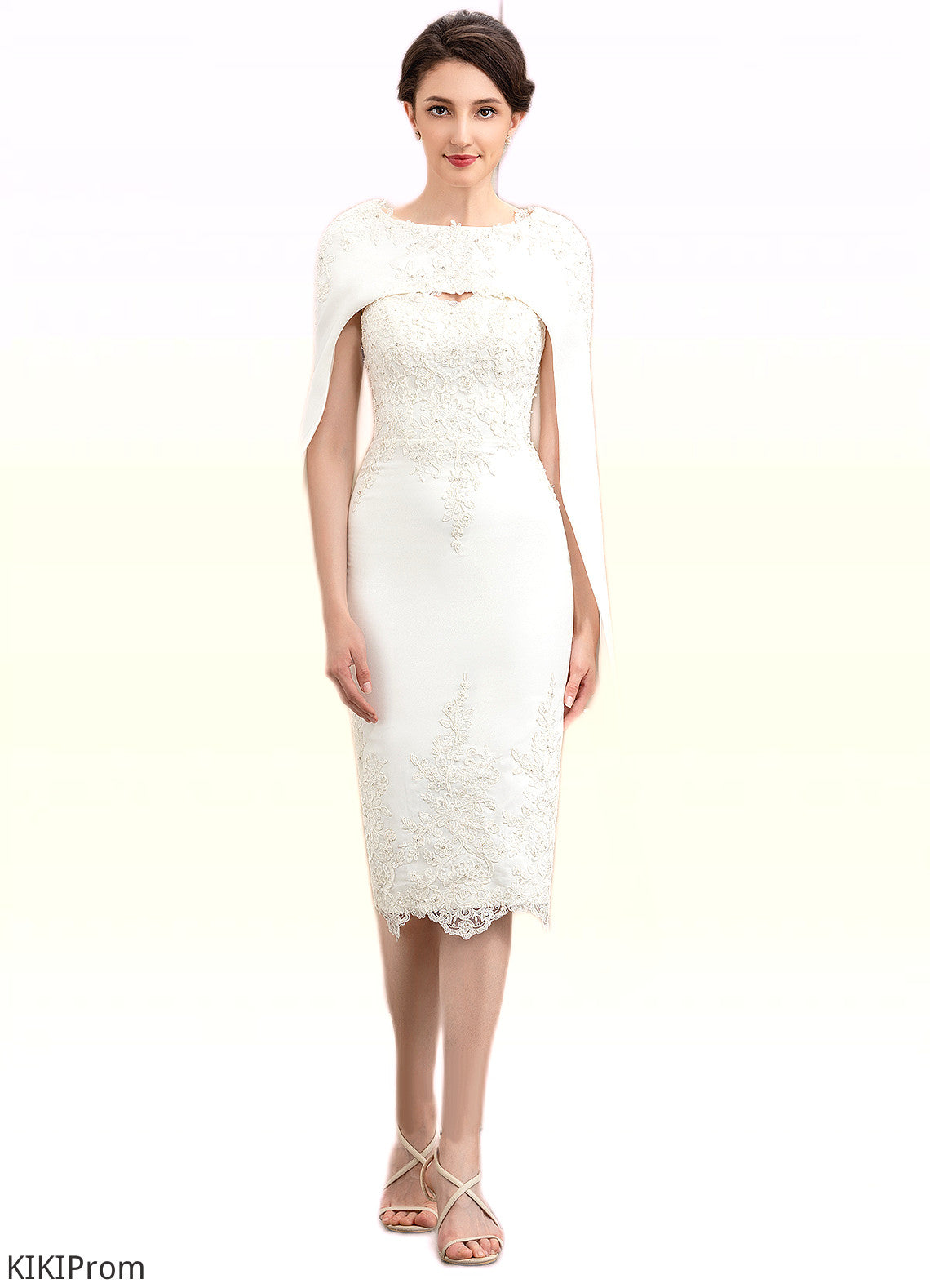 Ally Sheath/Column Sweetheart Knee-Length Lace Stretch Crepe Mother of the Bride Dress With Beading DZ126P0014973
