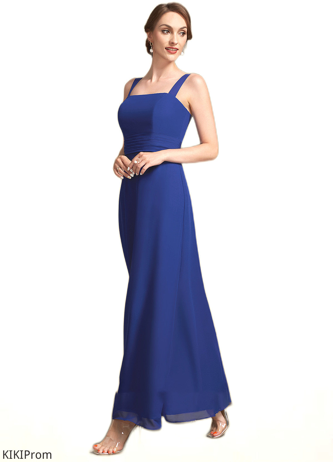 Serenity A-Line Square Neckline Ankle-Length Chiffon Mother of the Bride Dress With Ruffle DZ126P0014982