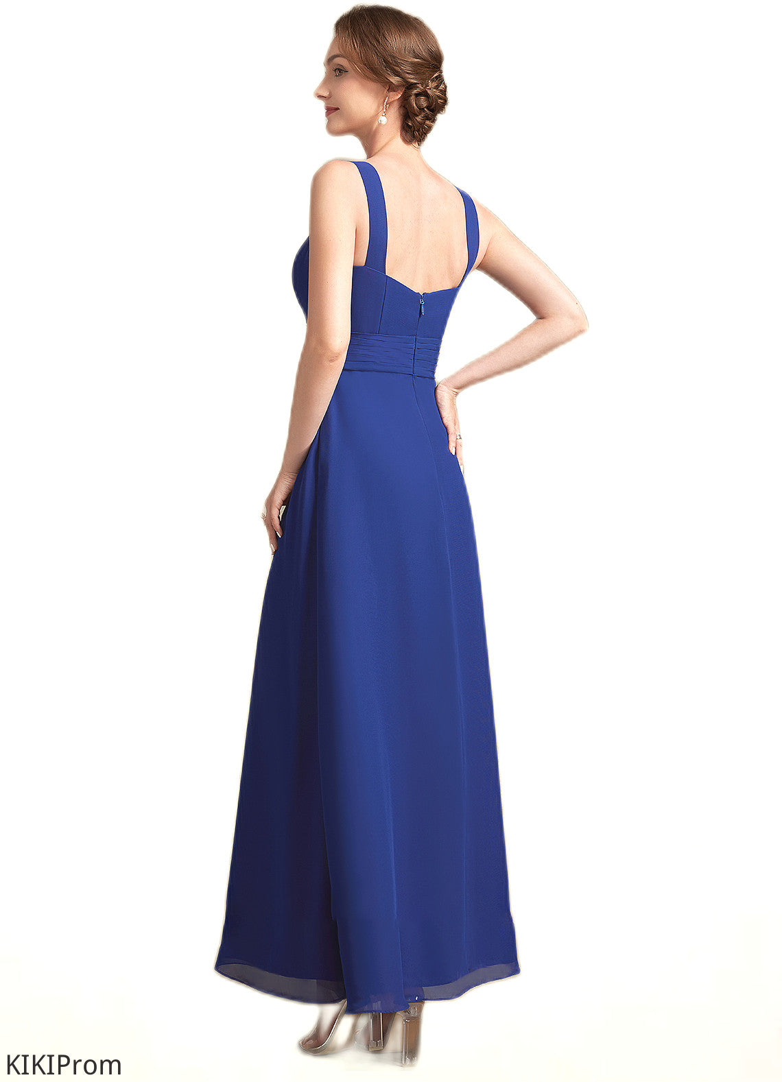 Serenity A-Line Square Neckline Ankle-Length Chiffon Mother of the Bride Dress With Ruffle DZ126P0014982