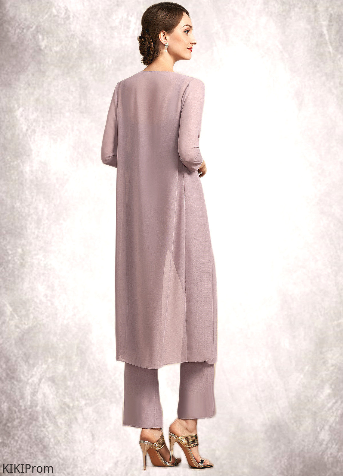 Hazel Jumpsuit/Pantsuit Square Neckline Ankle-Length Chiffon Mother of the Bride Dress With Ruffle DZ126P0014984
