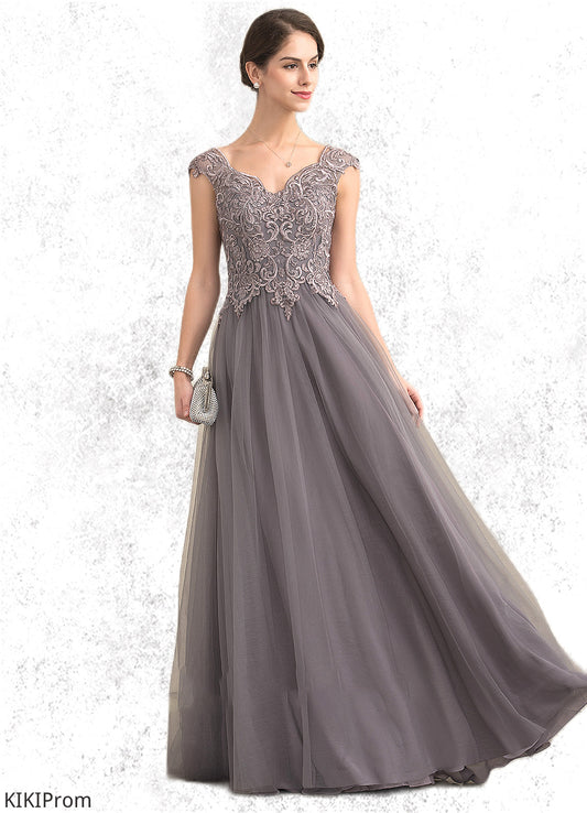 Shyann A-Line/Princess V-neck Floor-Length Tulle Lace Mother of the Bride Dress With Sequins DZ126P0014985