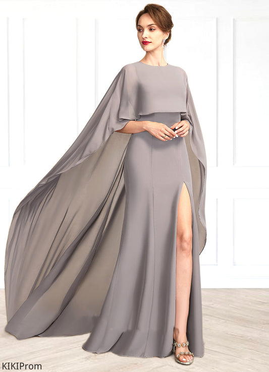 Briley Sheath/Column Scoop Neck Sweep Train Chiffon Mother of the Bride Dress With Split Front DZ126P0015000