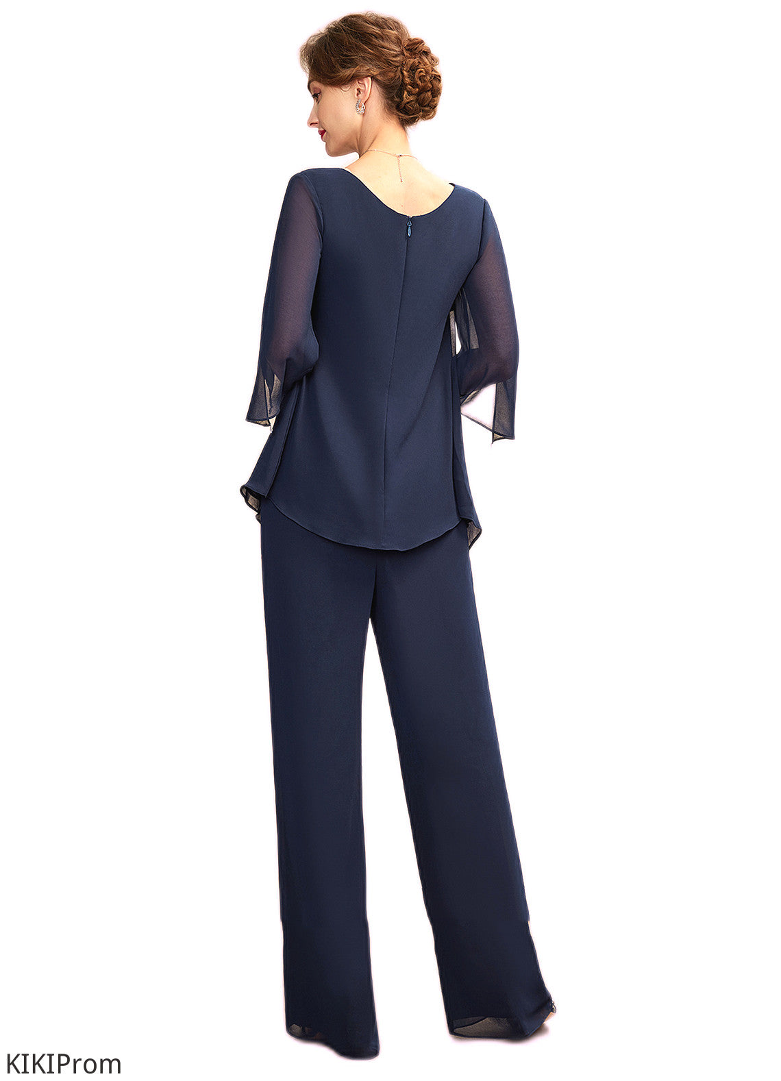 Karlee Jumpsuit/Pantsuit V-neck Floor-Length Chiffon Mother of the Bride Dress With Cascading Ruffles DZ126P0015019