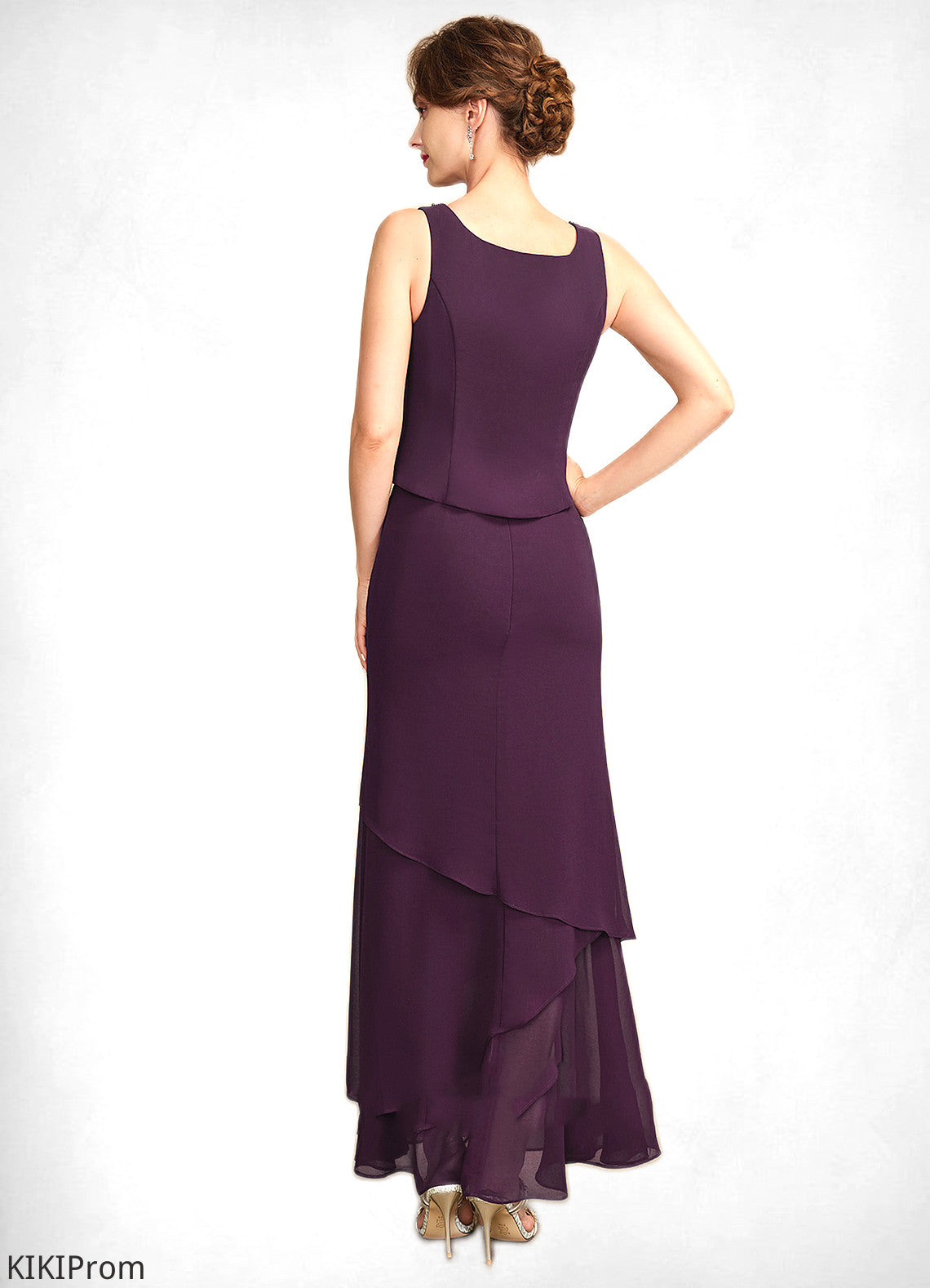 Gabriella Sheath/Column Scoop Neck Ankle-Length Chiffon Mother of the Bride Dress With Beading Sequins DZ126P0015024