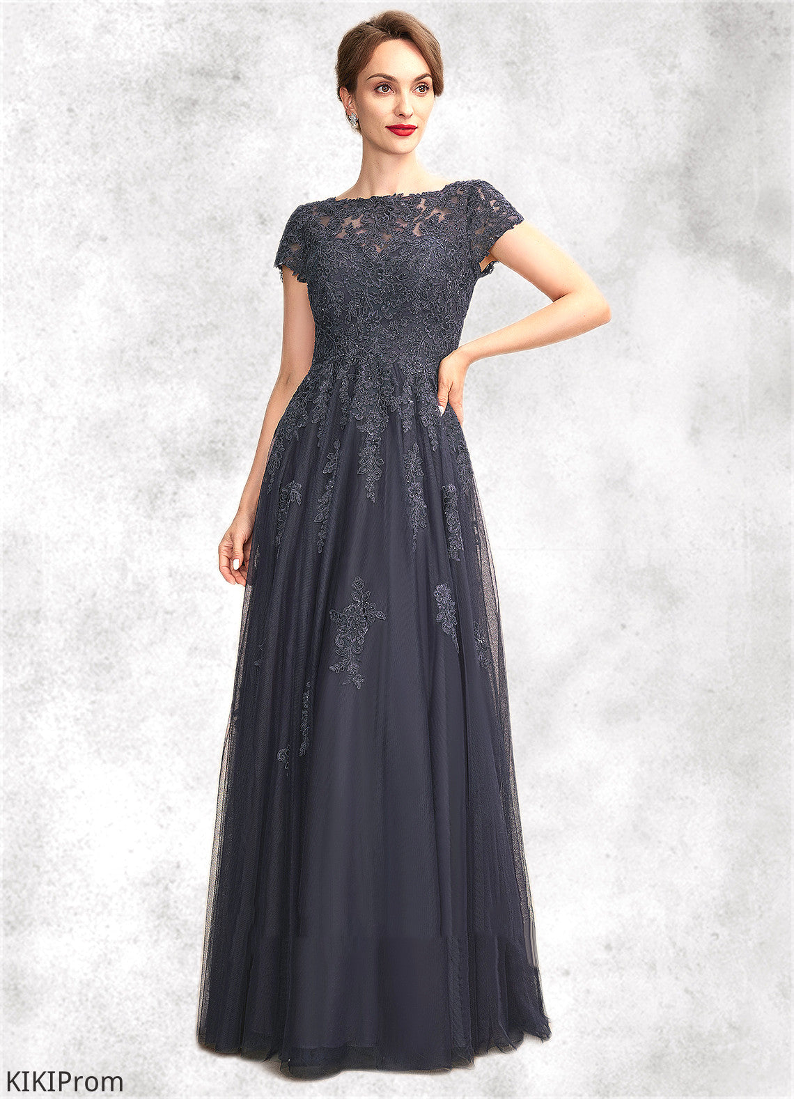 Eliza A-Line Scoop Neck Floor-Length Tulle Lace Mother of the Bride Dress With Beading DZ126P0015029