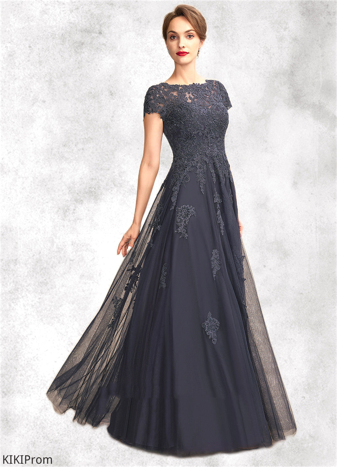 Eliza A-Line Scoop Neck Floor-Length Tulle Lace Mother of the Bride Dress With Beading DZ126P0015029