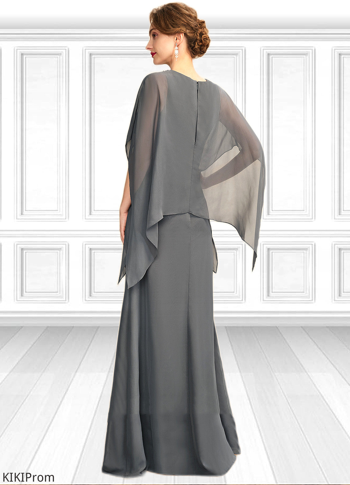 Monserrat A-line V-Neck Floor-Length Chiffon Mother of the Bride Dress With Beading Sequins DZ126P0015031