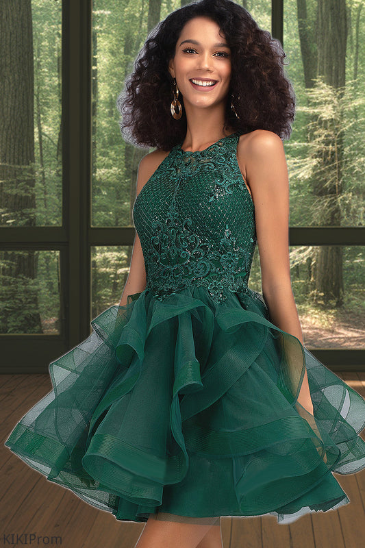 Mattie Ball-Gown/Princess Scoop Short/Mini Lace Tulle Homecoming Dress With Sequins DZP0020537