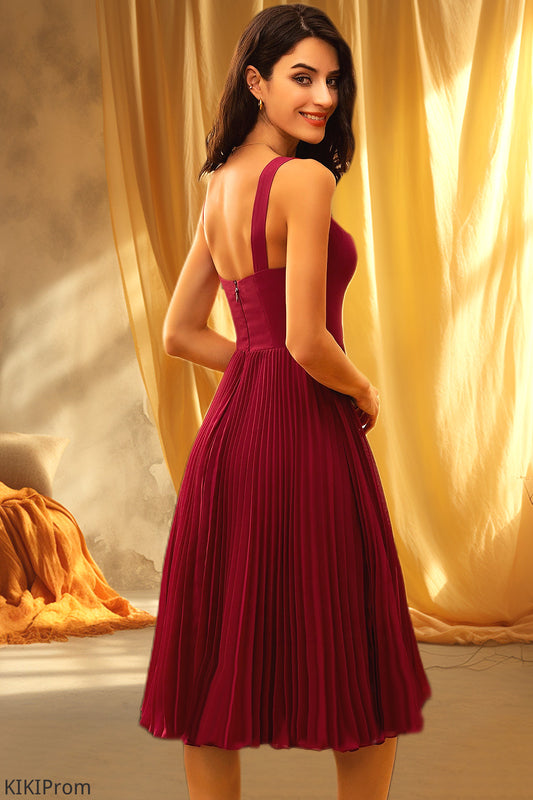Norah A-line Square Knee-Length Chiffon Homecoming Dress With Pleated DZP0020530