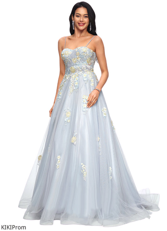 Joanna Ball-Gown/Princess Sweetheart Sweep Train Tulle Prom Dresses With Pleated DZP0022192