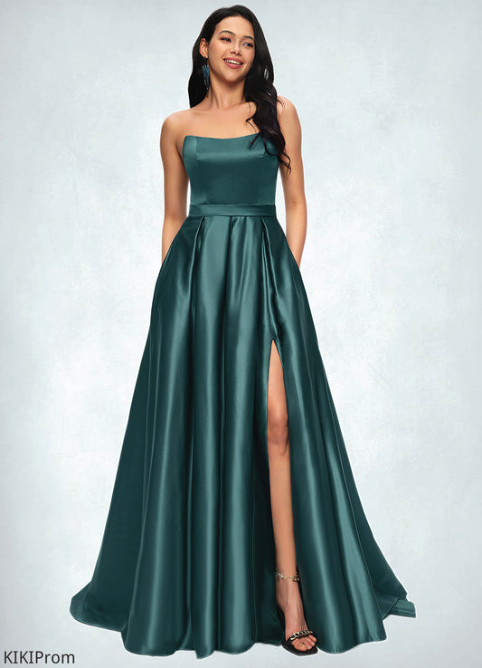 Jaelynn Ball-Gown/Princess Sweep Train Satin Prom Dresses DZP0022207