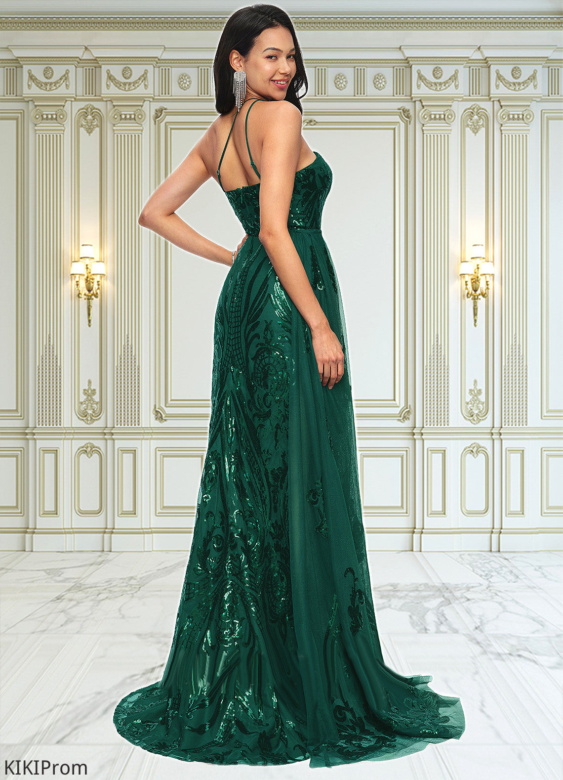 Patience Trumpet/Mermaid One Shoulder Sweep Train Sequin Prom Dresses With Sequins DZP0022226