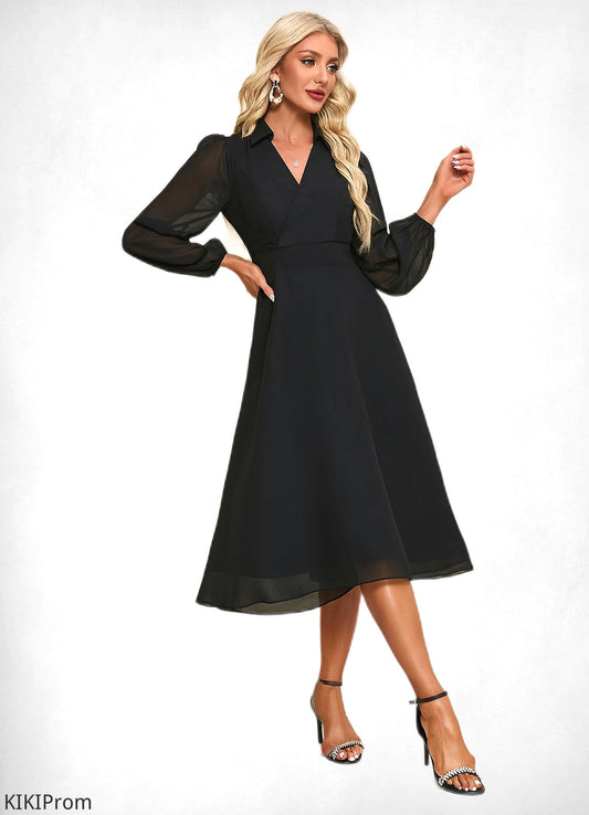 Kristina V-Neck Elegant A-line Chiffon Midi Dresses DZP0022291