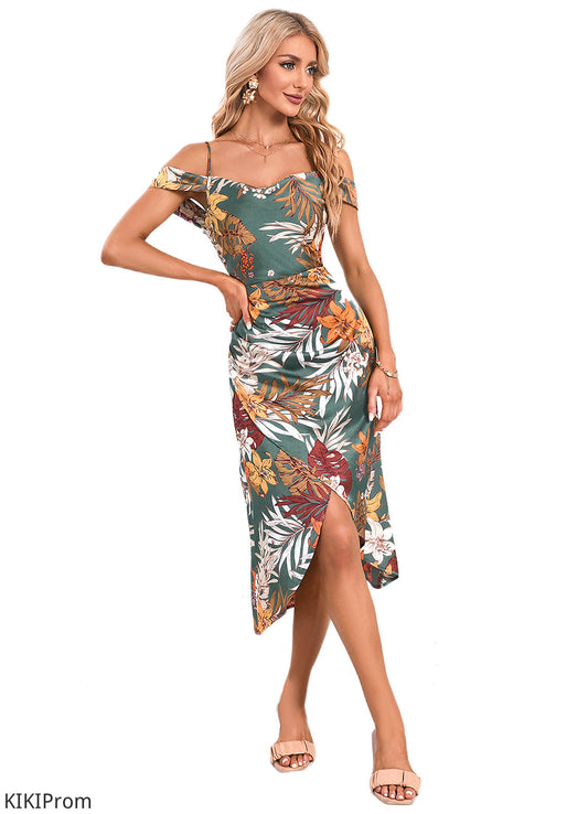 Imani Ruffle Cowl Elegant A-line Satin Asymmetrical Midi Dresses DZP0022307