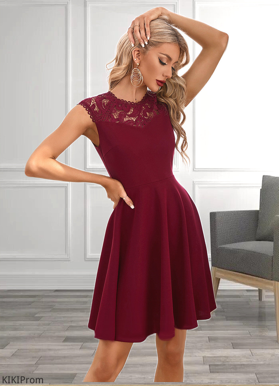 Bridget Appliques Lace Scoop Elegant A-line Polyester Mini Dresses DZP0022418