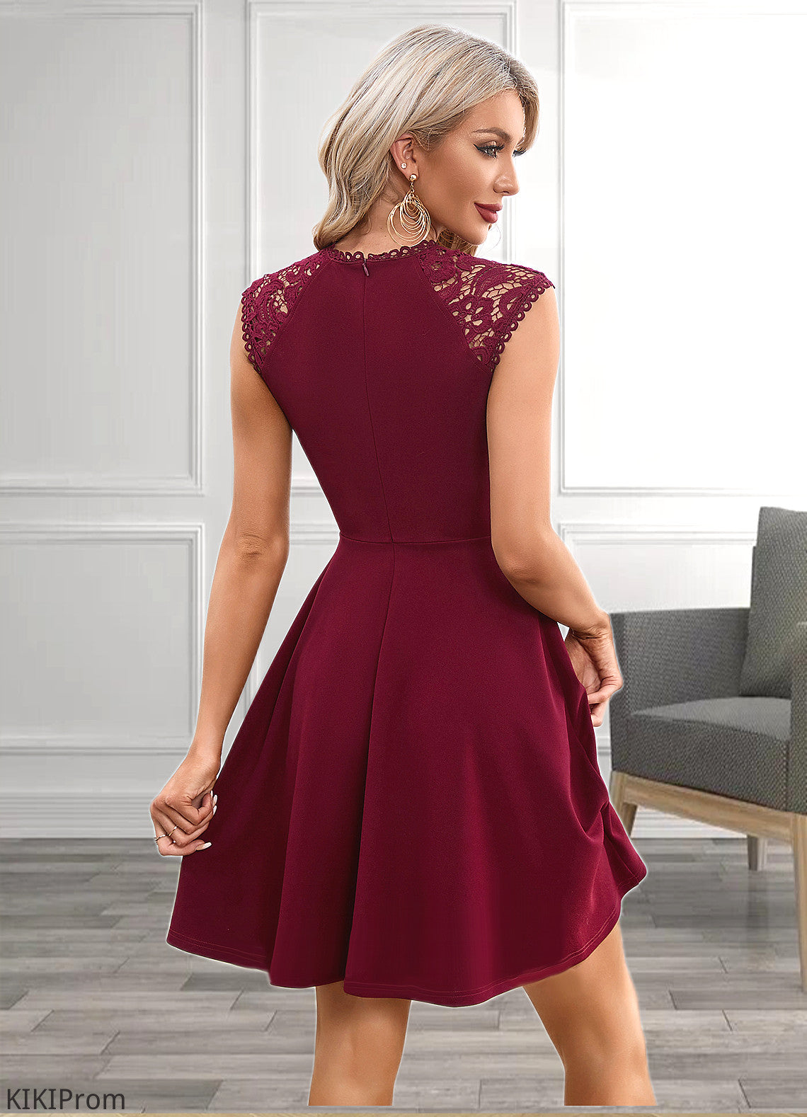 Bridget Appliques Lace Scoop Elegant A-line Polyester Mini Dresses DZP0022418