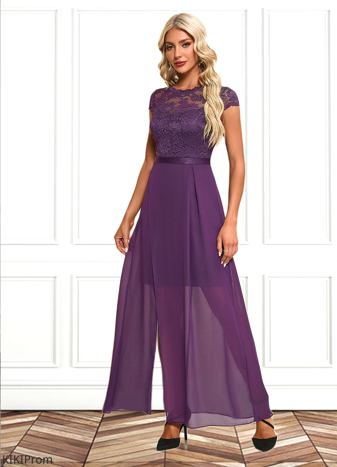 Mareli Illusion Elegant A-line Chiffon Lace Maxi Dresses DZP0022451