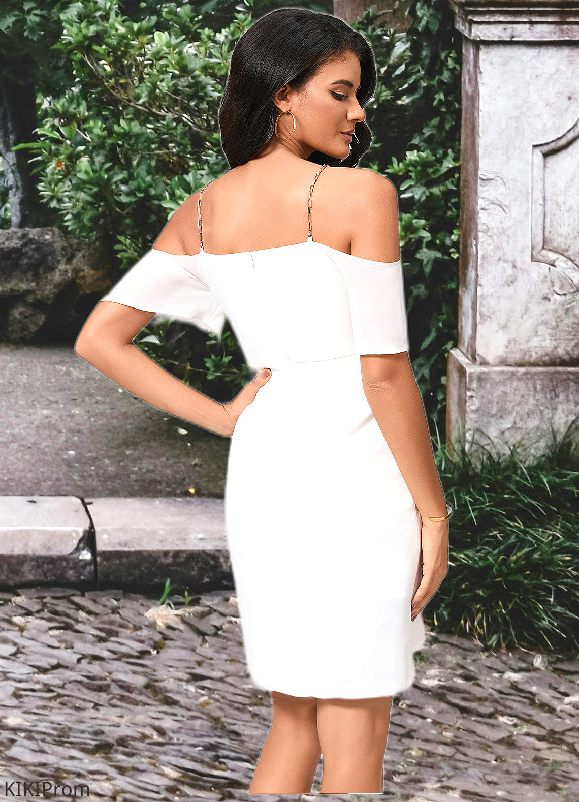 Sanaa Sheath/Column Off the Shoulder Asymmetrical Chiffon Cocktail Dress With Cascading Ruffles DZP0022460