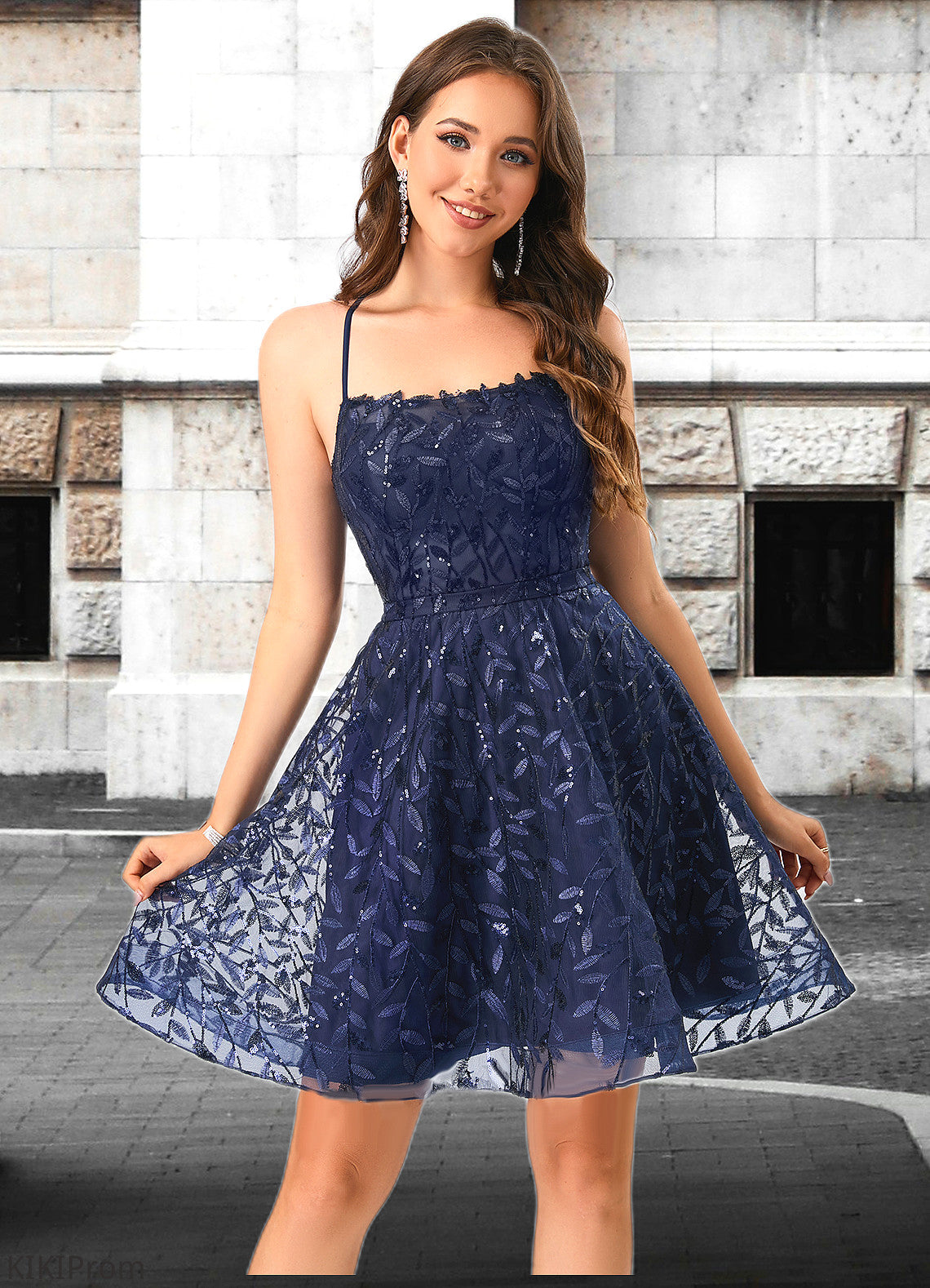 Fernanda Scoop A-line Lace Dresses DZP0022544