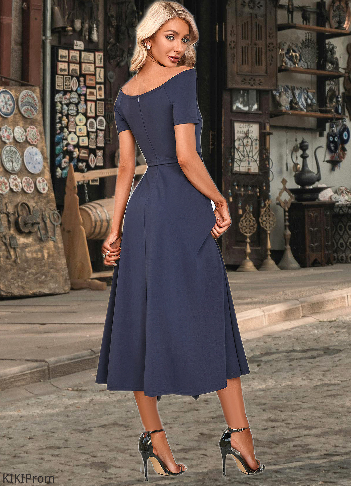 Logan V-Neck Elegant A-line Cotton Blends Midi Dresses DZP0022561