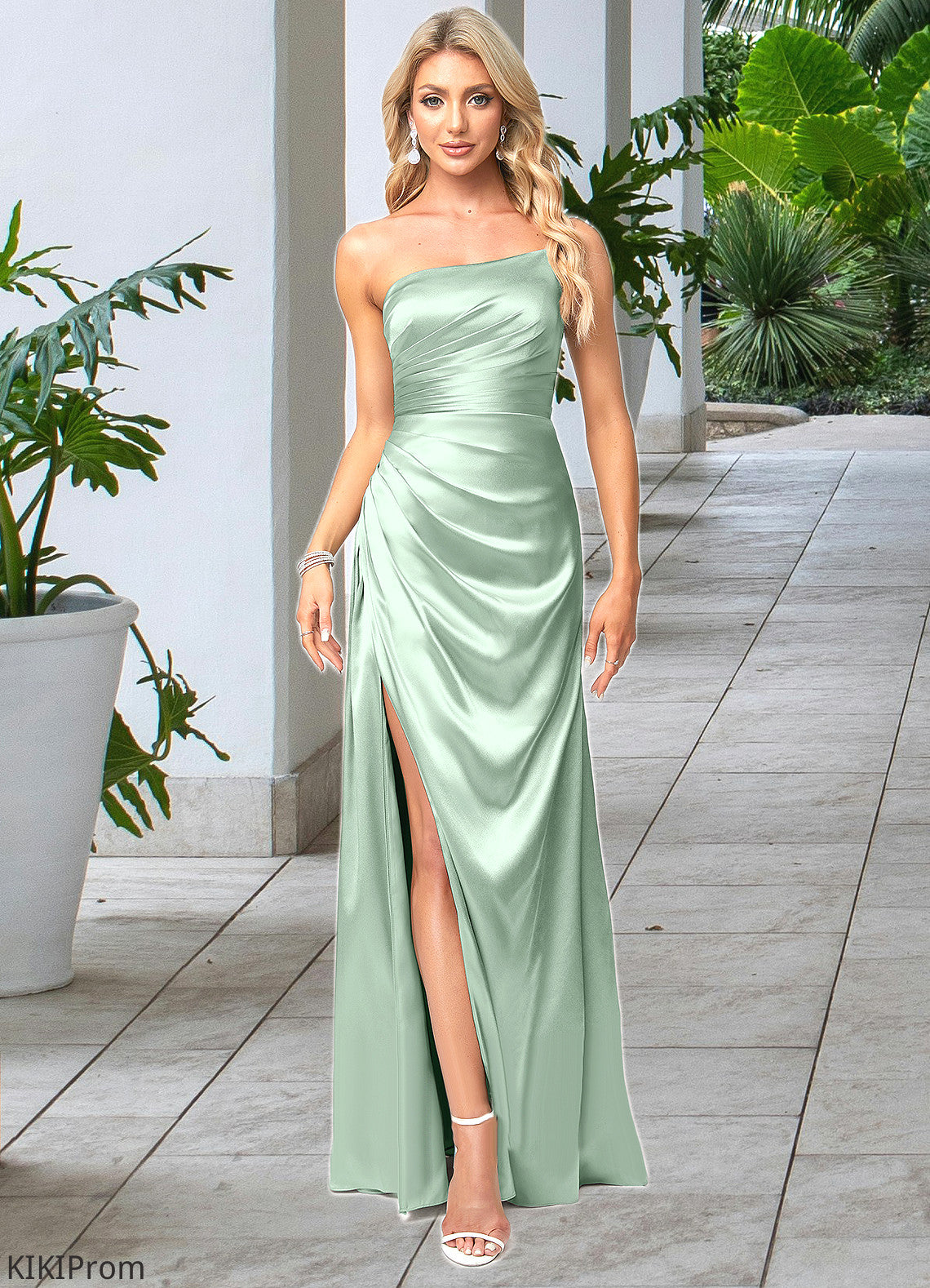Julissa A-line One Shoulder Asymmetrical Stretch Satin Bridesmaid Dress DZP0022585