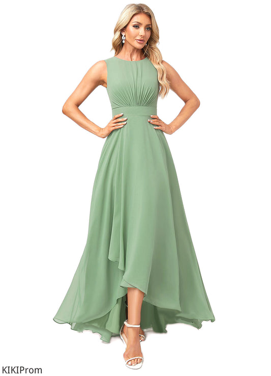 Esmeralda A-line Scoop Asymmetrical Chiffon Bridesmaid Dress DZP0022589