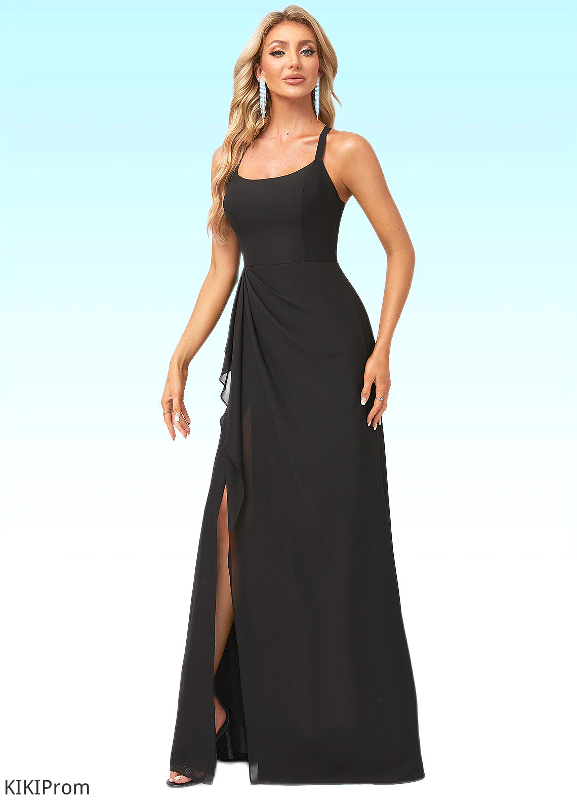 Tamara A-line Square Floor-Length Chiffon Bridesmaid Dress With Ruffle DZP0022616