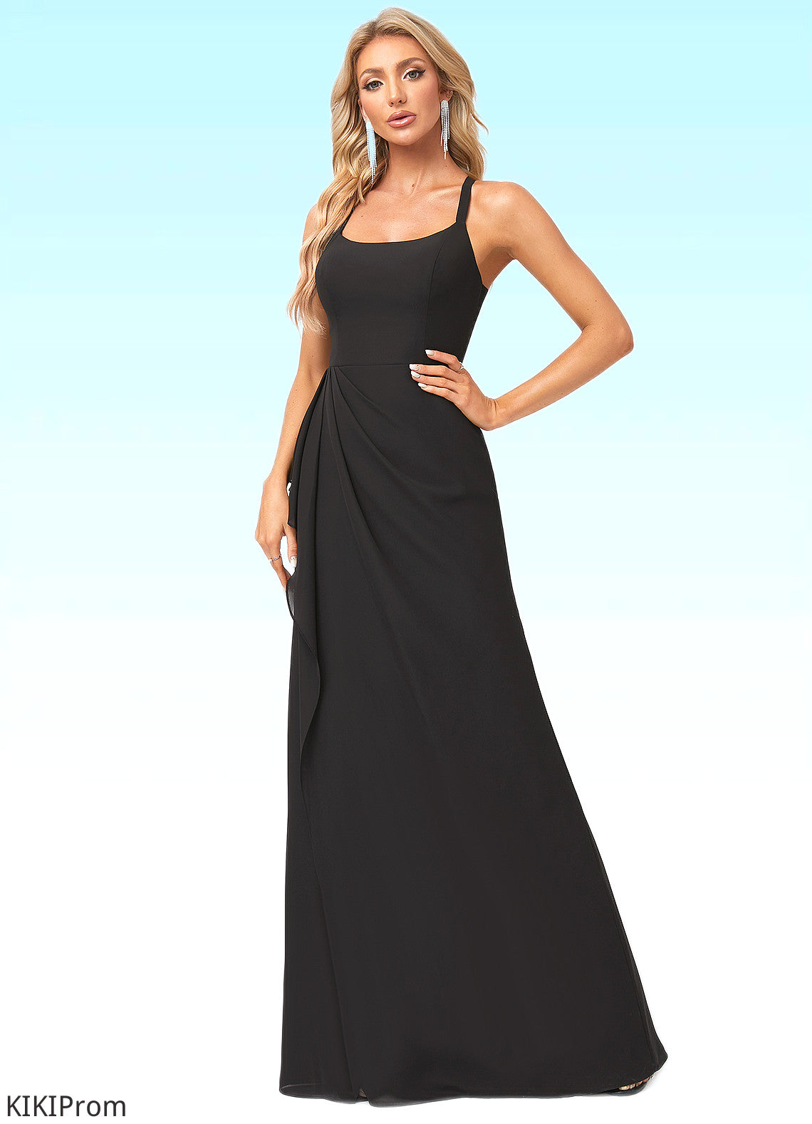 Tamara A-line Square Floor-Length Chiffon Bridesmaid Dress With Ruffle DZP0022616