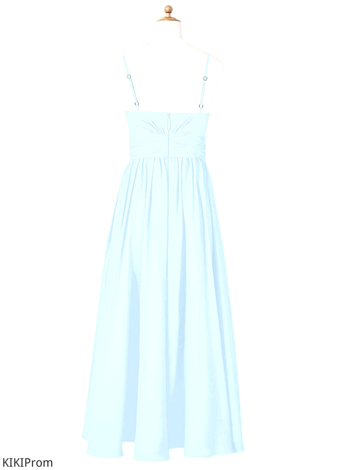 Arely A-Line Ruched Chiffon Asymmetrical Junior Bridesmaid Dress Sky Blue DZP0022848