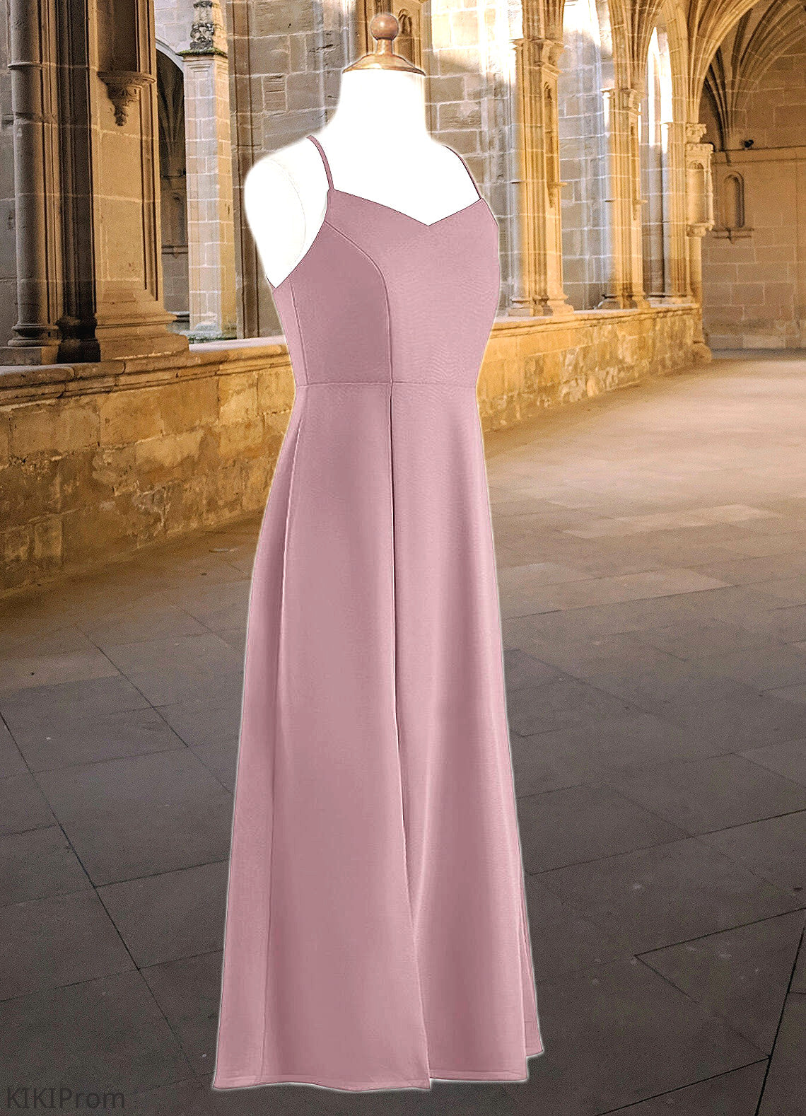Zariah A-Line Chiffon Floor-Length Junior Bridesmaid Dress dusty rose DZP0022856