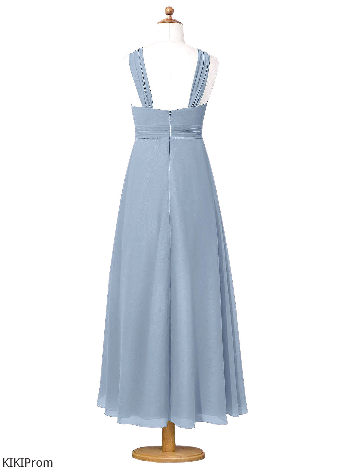 Audrey A-Line Pleated Chiffon Ankle-Length Junior Bridesmaid Dress dusty blue DZP0022866