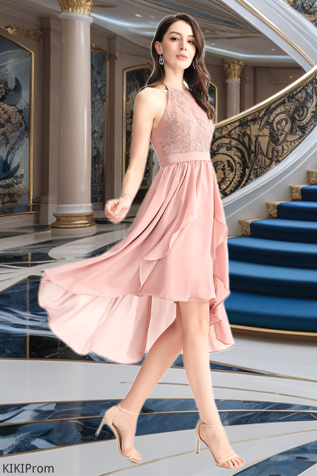Aimee A-line Scoop Asymmetrical Chiffon Homecoming Dress DZP0020514