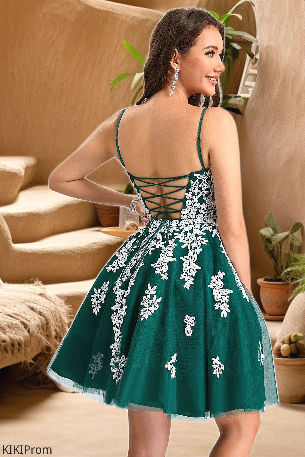 Alia A-line V-Neck Short/Mini Lace Tulle Homecoming Dress DZP0020468