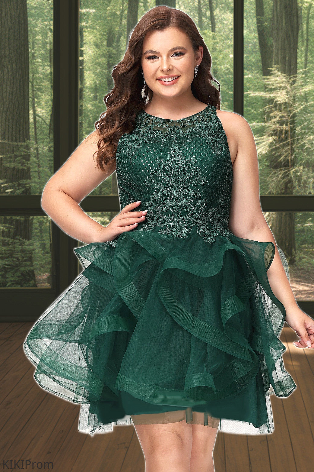 Mattie Ball-Gown/Princess Scoop Short/Mini Lace Tulle Homecoming Dress With Sequins DZP0020537