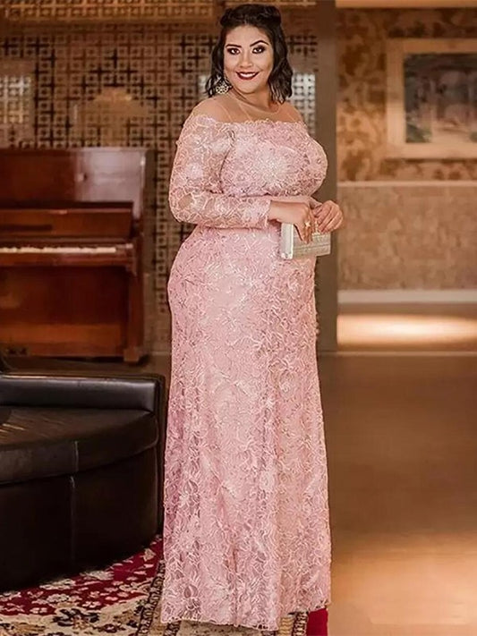 Keira Sheath/Column Lace Applique Scoop Long Sleeves Floor-Length Mother of the Bride Dresses DZP0020399
