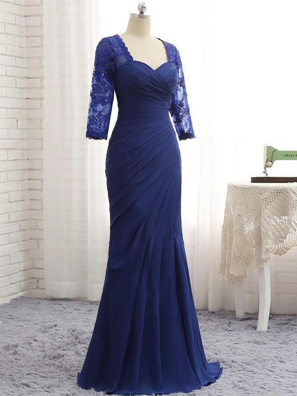 Kayden Trumpet/Mermaid Chiffon Lace Sweetheart 3/4 Sleeves Floor-Length Mother of the Bride Dresses DZP0020442