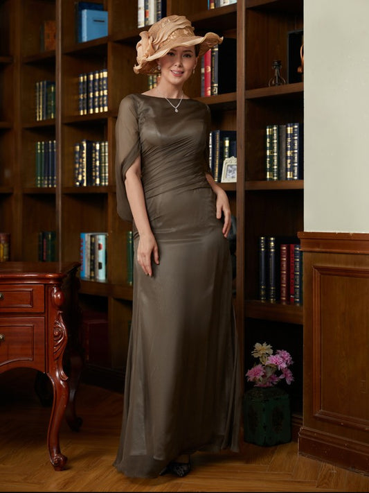 Giuliana Sheath/Column 30D Chiffon Ruched Scoop Short Sleeves Floor-Length Mother of the Bride Dresses DZP0020340