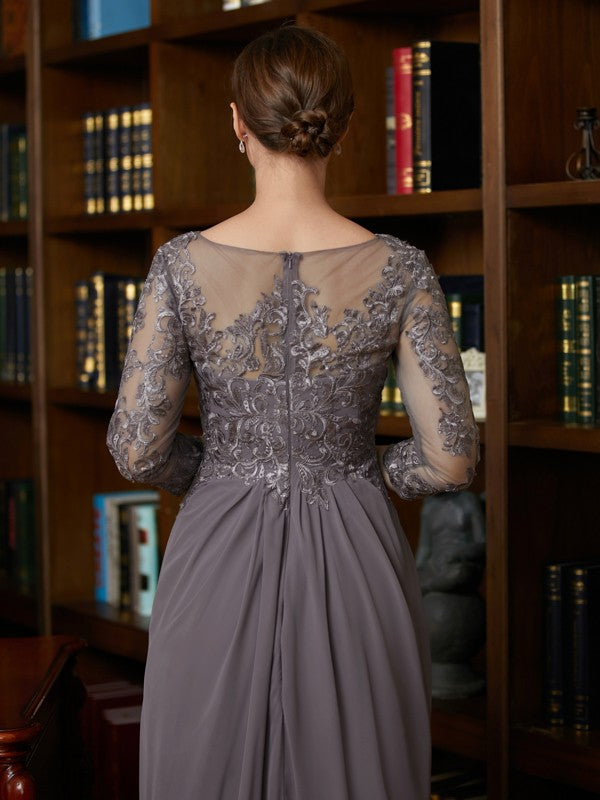 Jocelyn A-Line/Princess Chiffon Lace Scoop 3/4 Sleeves Floor-Length Mother of the Bride Dresses DZP0020341