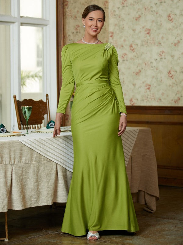 Aurora Sheath/Column Jersey Ruched Scoop Long Sleeves Floor-Length Mother of the Bride Dresses DZP0020352