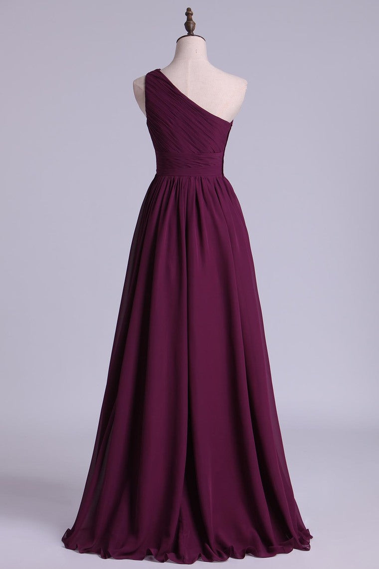 2022 Bridesmaid Dresses A Line One Shoulder Floor Length With Ruffle