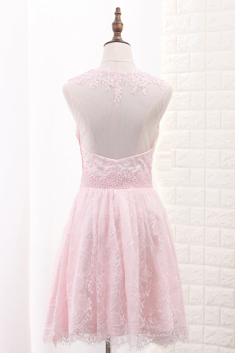 2024 Lace Homecoming Dresses A Line Scoop With Applique And Beads