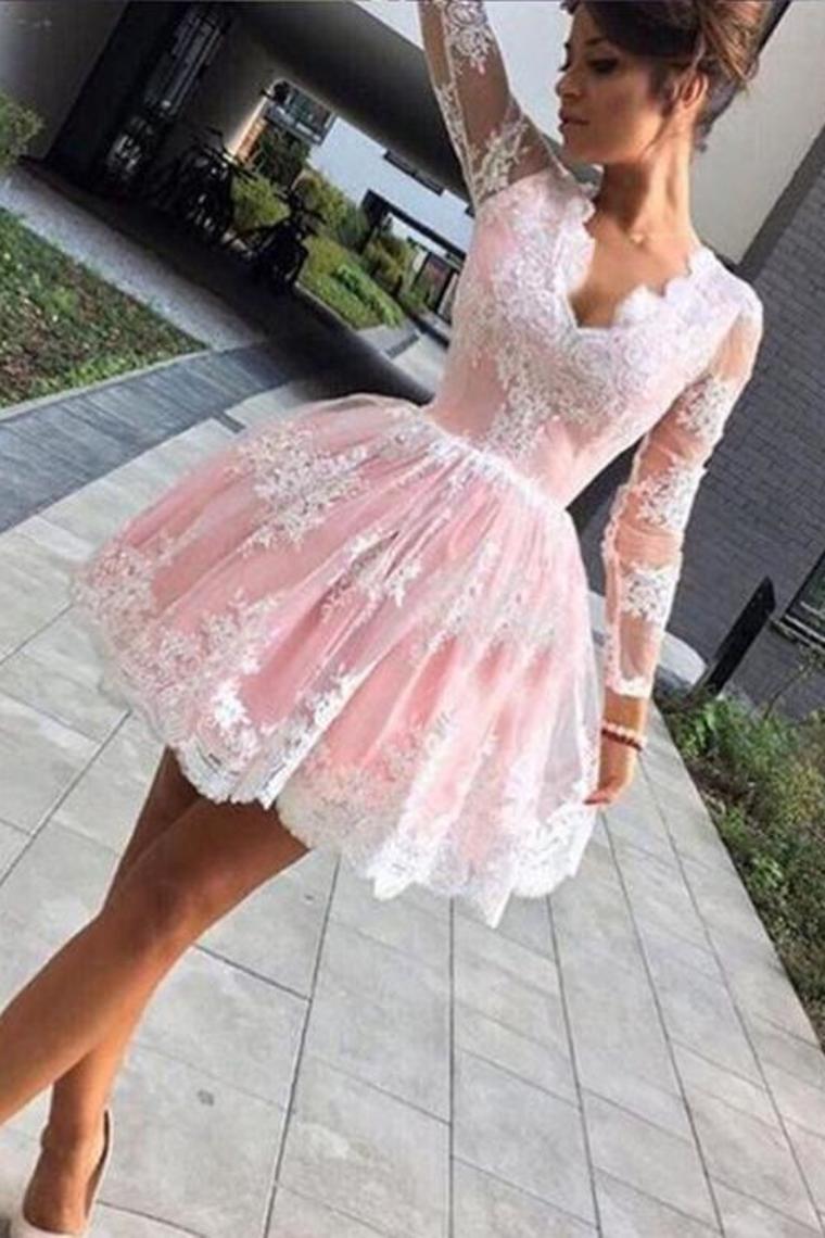 2024 Fantastic Long Sleeves Homecoming Dresses A Line Lace