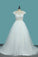 2024 Scoop Short Sleeves Tulle A Line Wedding Dresses With Applique Chapel Train