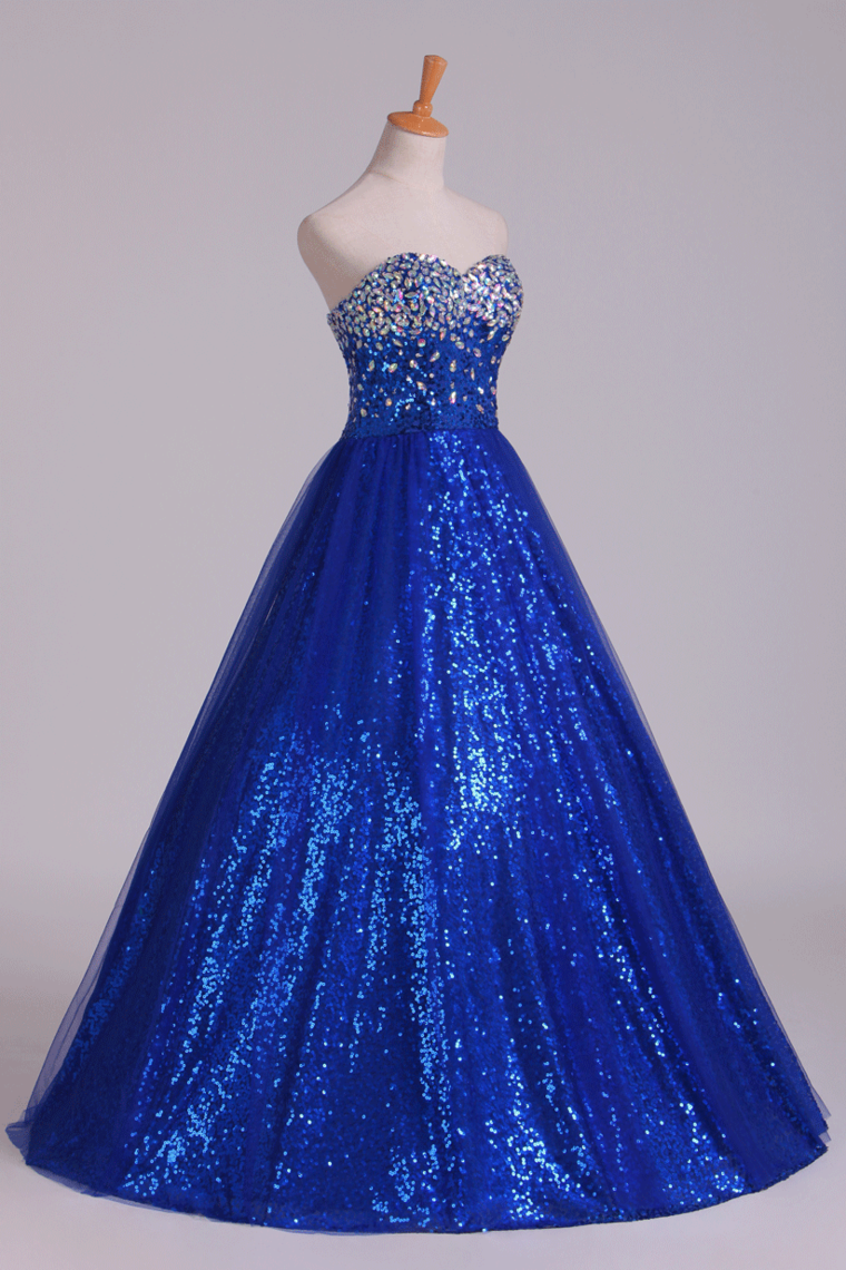2022 New Arrival Prom Gown Embellished With Beads&Sequince Tulle Sweetheart Floor Length